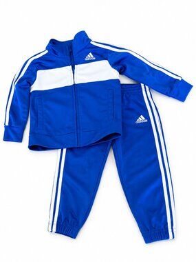 Adidas Toddler Tracksuit 24 Months Blue 2 Piece Jogger Set Track Suit